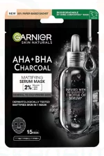 GARNIER Skin Naturals Textil Maszk Charcoal Tág Pórusokra 28 g Kép